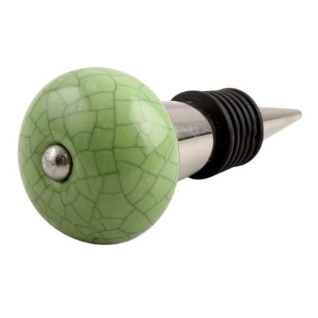 Pea Green Crackle Ceramic Wine Stopper